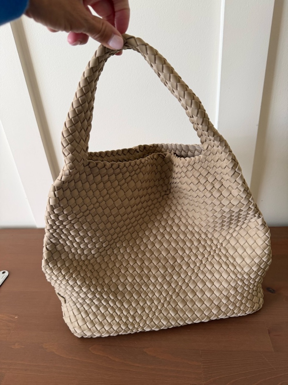 Braided Beige Shoulder Bag - Unbranded